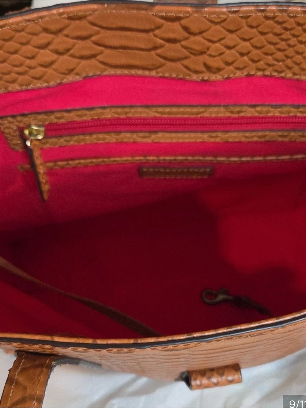 Dooney & Bourke Brown Python-Embossed Leather Tote with Gold Hardware